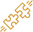 Gold puzzle pieces connecting icon by the Victorian Academy of Teaching and Leadership.